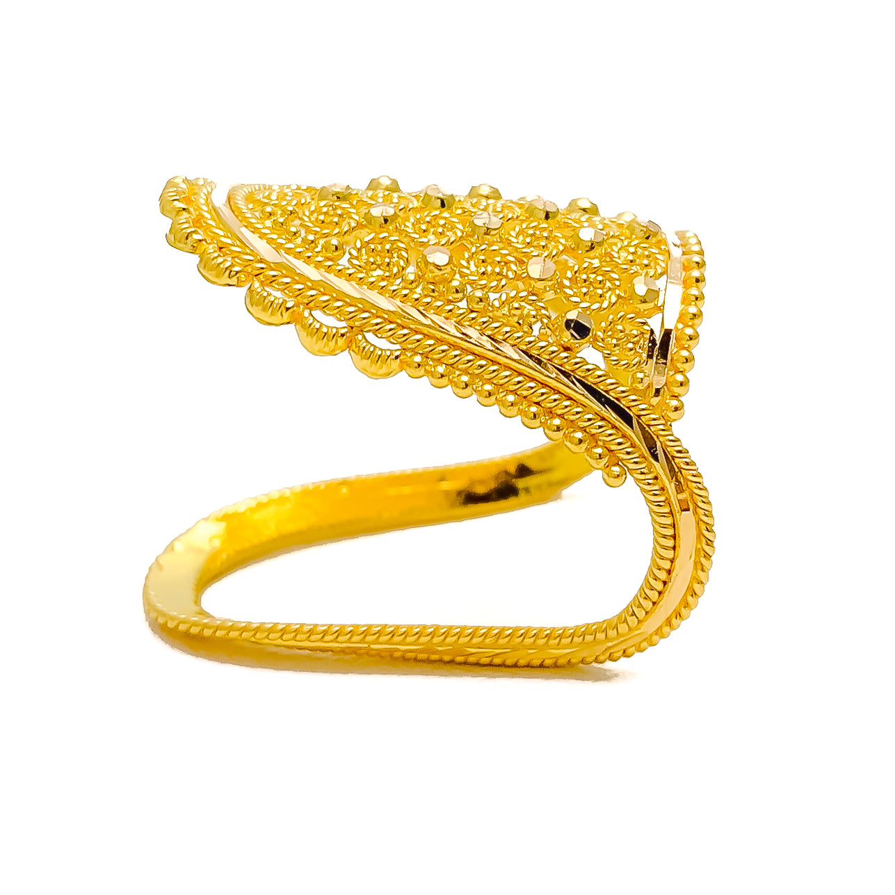 22K Gold Vanki Ring With Cz & Color Stones - 235-GVR356 in 4.400 Grams
